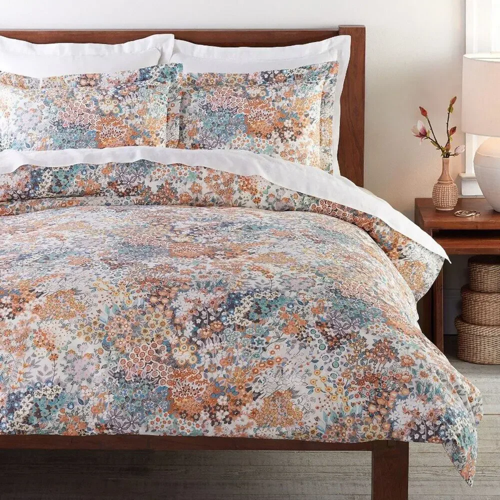 Pottery Barn Amelia Floral Percale Set of 2 Shams Flowers 100% Cotton NEW NWT
